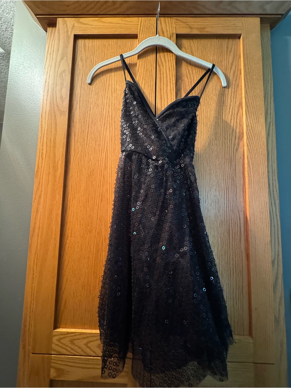 Dance skort - Black Sequin Spaghetti Strap Dress